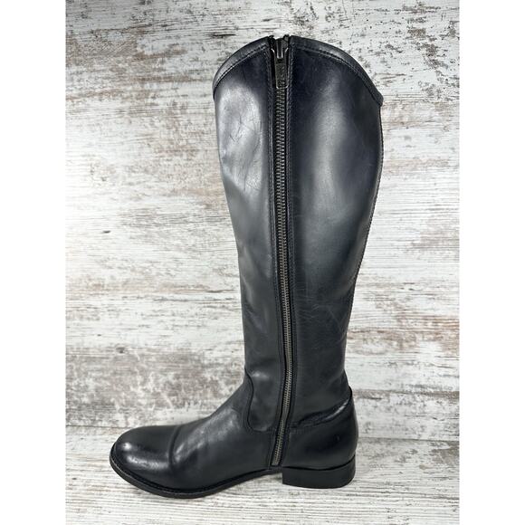 Womens' FRYE Melissa Black Leather Button Inside Zip Tall Riding Boots Sz 9B - Picture 3 of 13